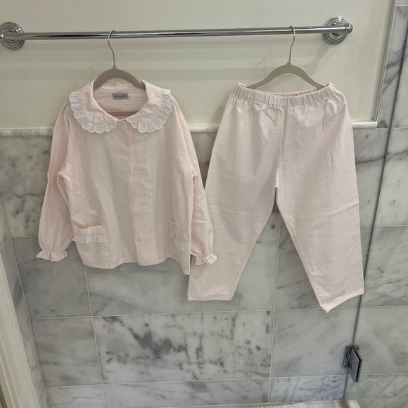 Pukatuka Pajama Set Size 8 100% Cotton Eyelet collar with detail pockets - Picture 8 of 8